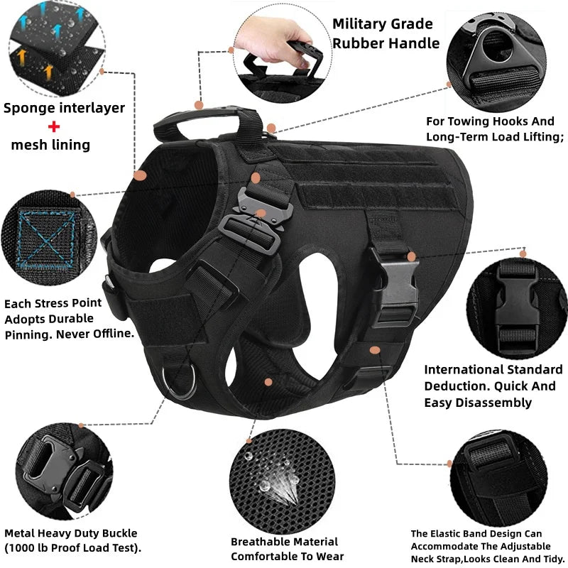 Tactical Dog Harness & Leash Set