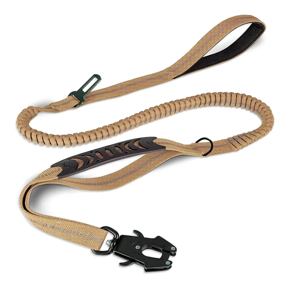 Reflective Shock-Absorbing Dog Leash with Seatbelt