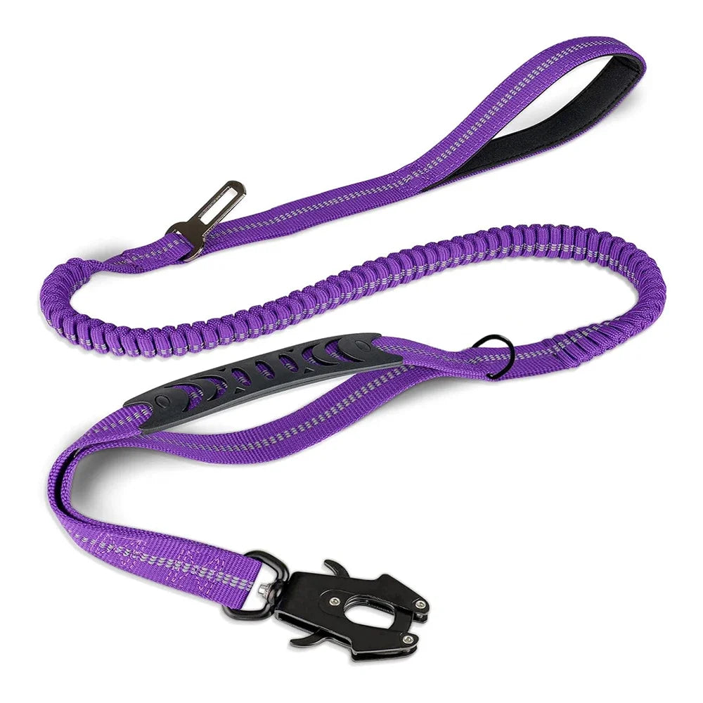 Reflective Shock-Absorbing Dog Leash with Seatbelt