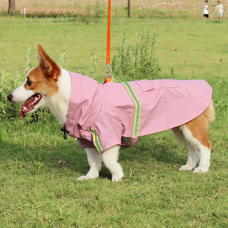 Large Dog Hooded Raincoat Waterproof Reflective Windproof Cloak