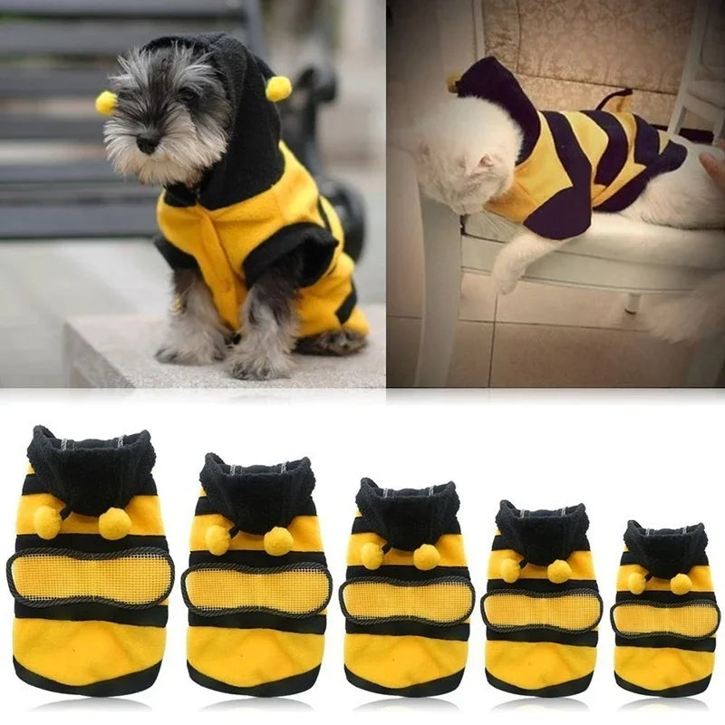 Bee Pet Hoodie Fleece Dog and Cat Costume Sweater