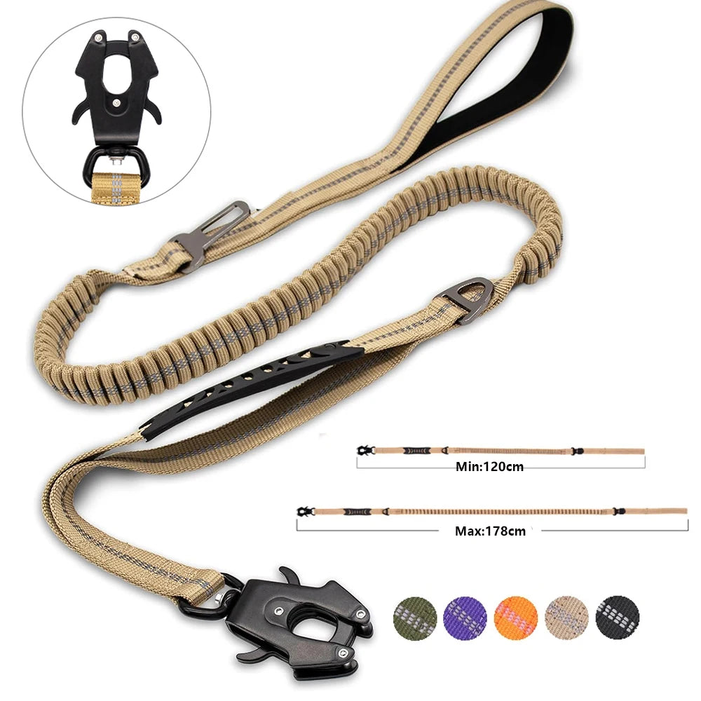 Reflective Shock-Absorbing Dog Leash with Seatbelt