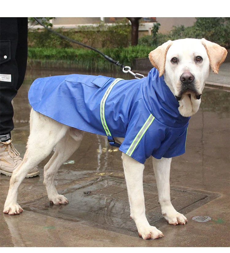Large Dog Hooded Raincoat Waterproof Reflective Windproof Cloak