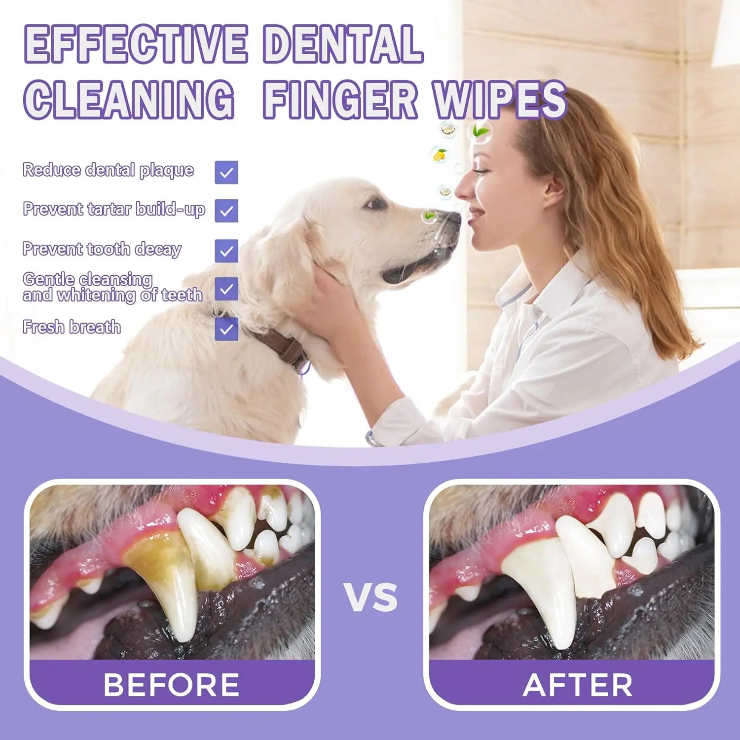 Pet Dental Finger Wipes for Dogs & Cats