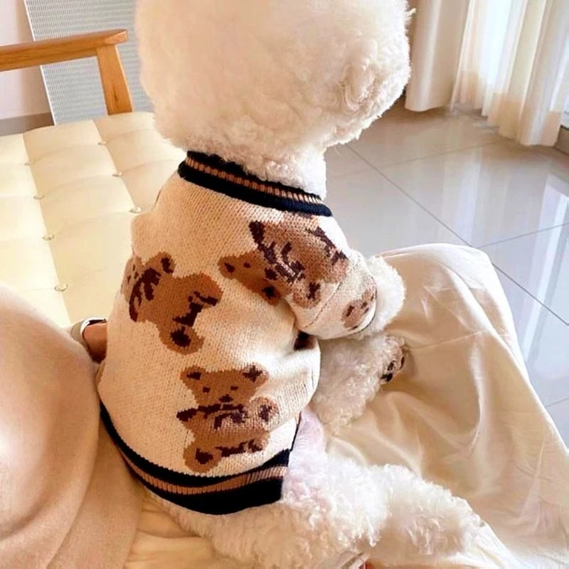 Luxury Striped Pet Cardigan Sweater