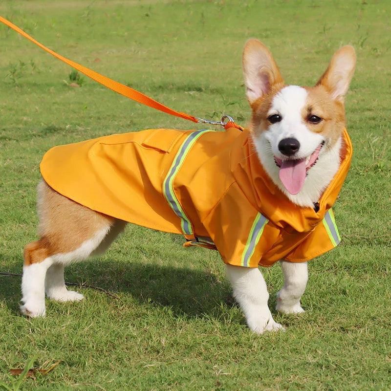 Large Dog Hooded Raincoat Waterproof Reflective Windproof Cloak