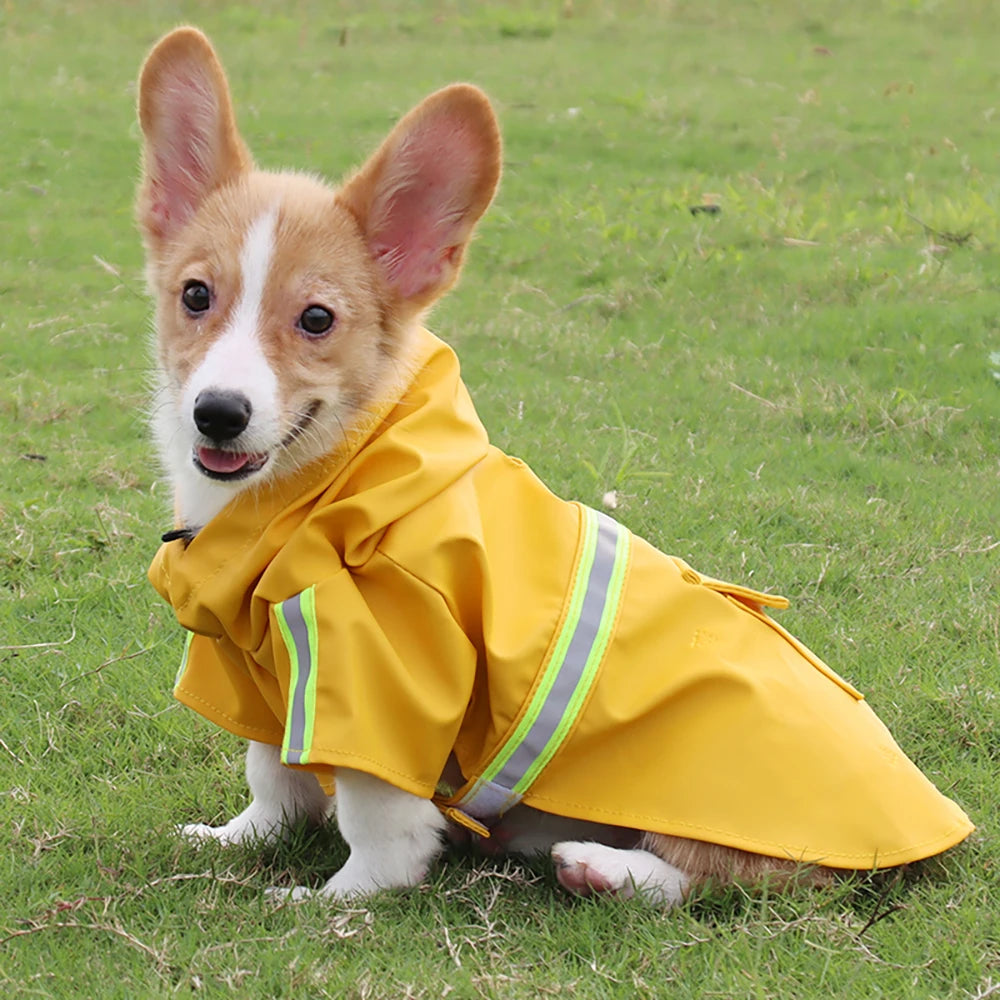 Large Dog Hooded Raincoat Waterproof Reflective Windproof Cloak