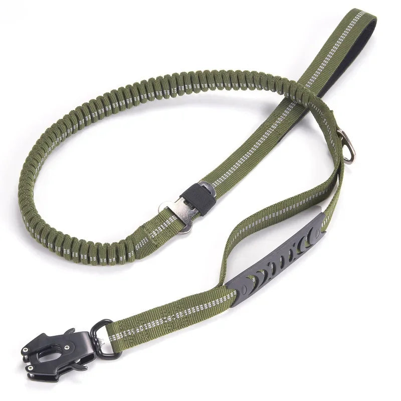 Reflective Shock-Absorbing Dog Leash with Seatbelt