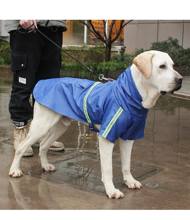 Large Dog Hooded Raincoat Waterproof Reflective Windproof Cloak