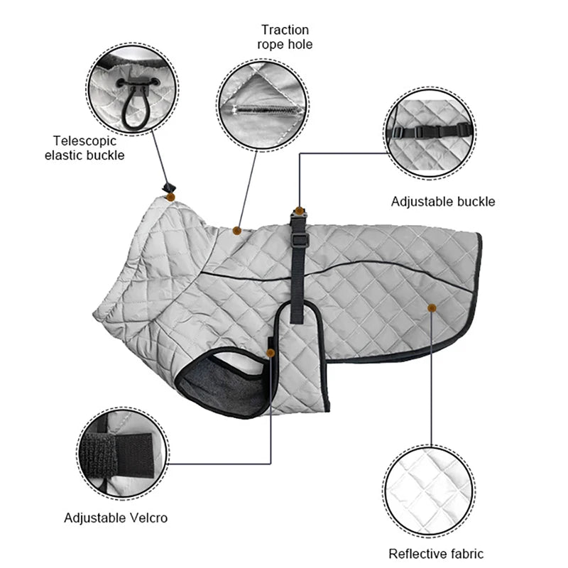 Reflective Winter Dog Jacket Large Medium Dog Coat Vest