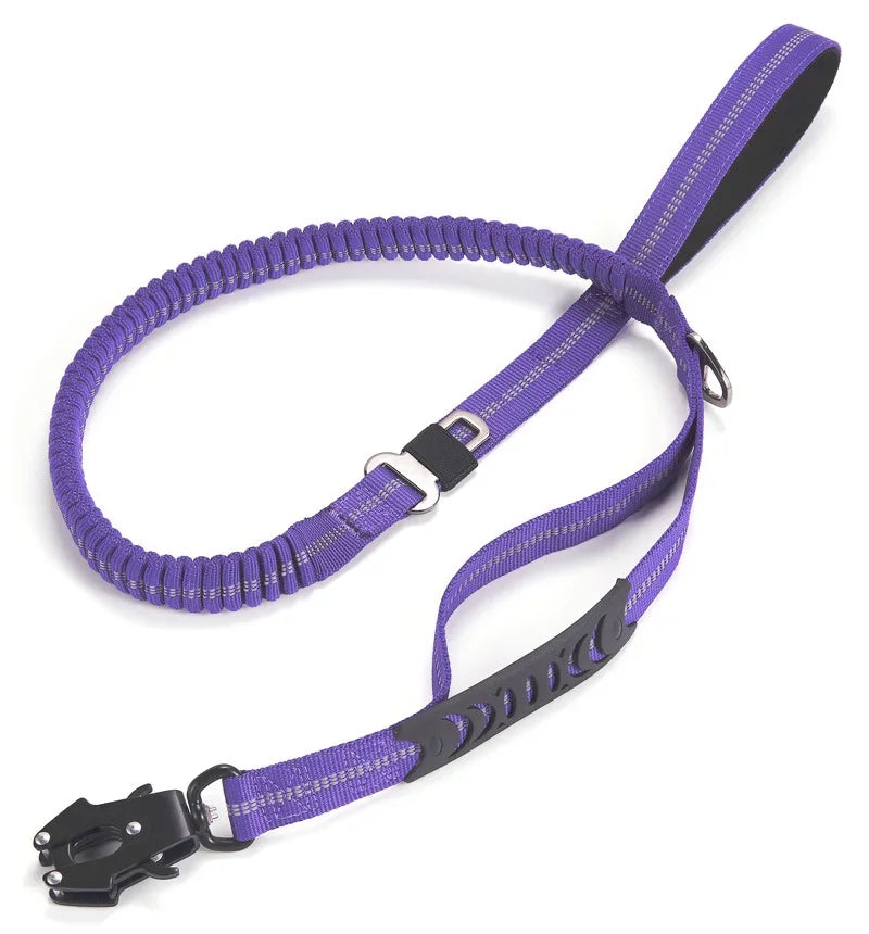 Reflective Shock-Absorbing Dog Leash with Seatbelt