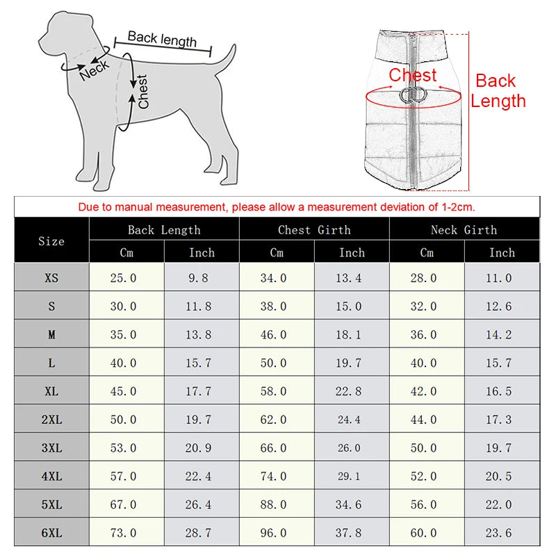 Waterproof Winter Dog Coat Big and Small Dog Vest