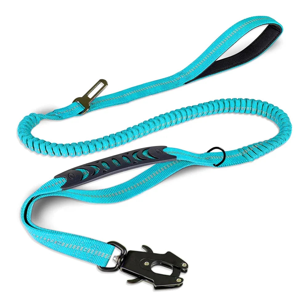 Reflective Shock-Absorbing Dog Leash with Seatbelt