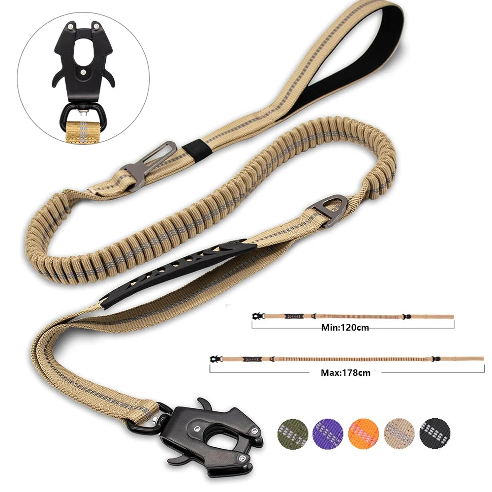 Reflective Shock-Absorbing Dog Leash with Seatbelt