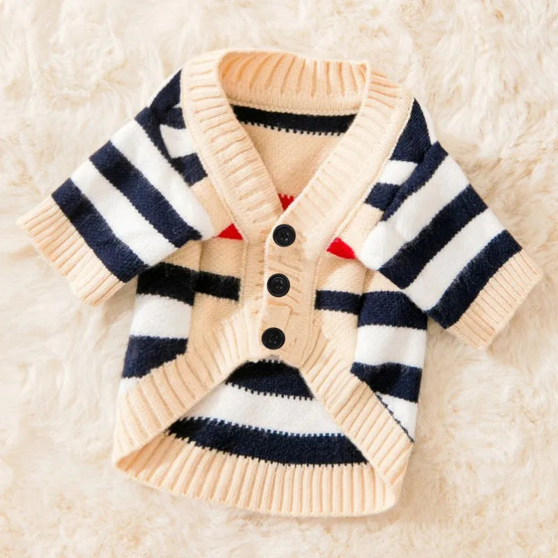 Luxury Striped Pet Cardigan Sweater