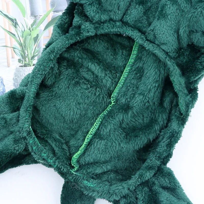 Dinosaur Fleece Dog Jumpsuit Warm Pet Hoodie