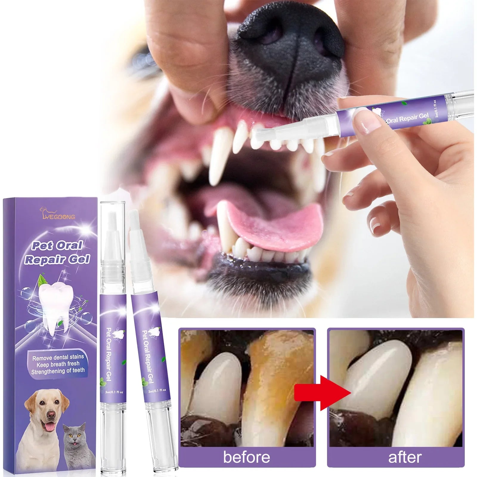 Pet Teeth Cleaning Pen & Oral Gel