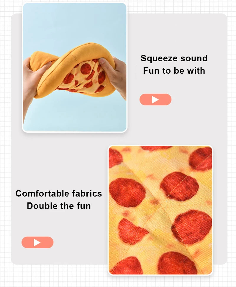 Plush Squeaky Dog Toy – Doughnut & Pizza