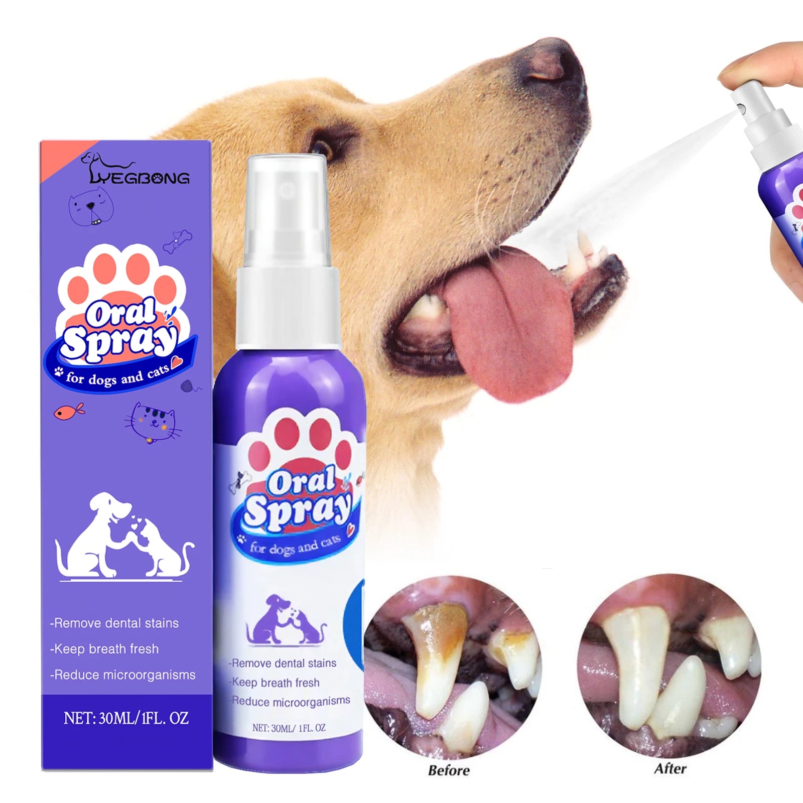 Pet Dental Spray for Dogs & Cats
