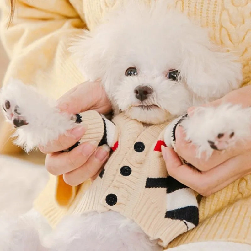 Luxury Striped Pet Cardigan Sweater