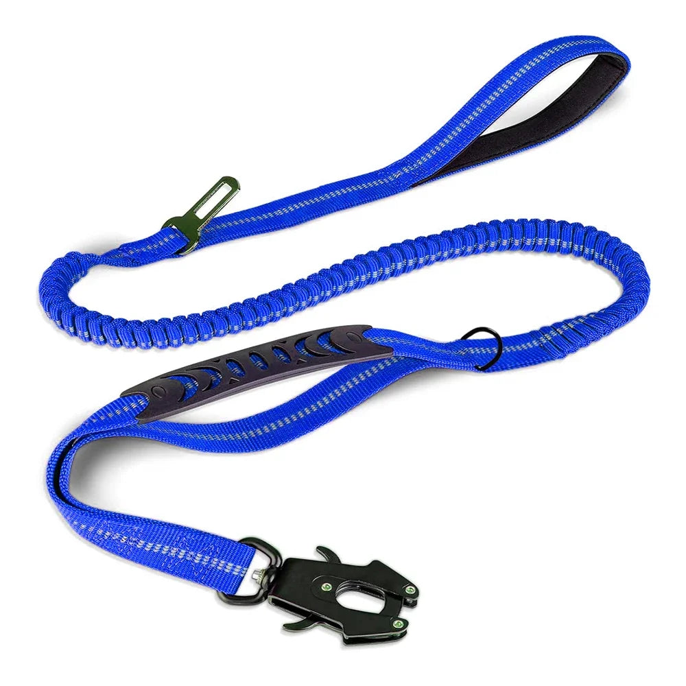 Reflective Shock-Absorbing Dog Leash with Seatbelt