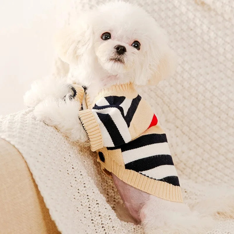 Luxury Striped Pet Cardigan Sweater
